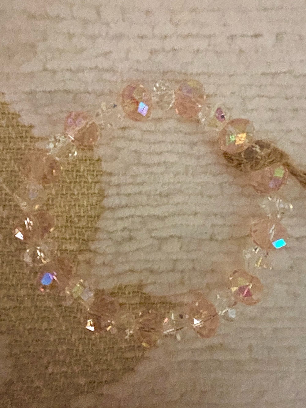 Iridescent Pink Crystal Stretch Bracelet